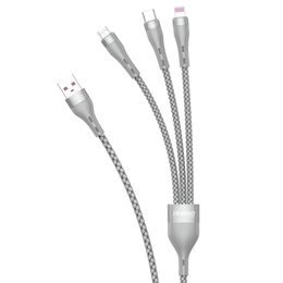Dudao 3v1 USB kábel - Lightning / MicroUSB / USB-C, 65W 1,2 m, šedý (L20X)