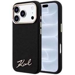 Karl Lagerfeld Saffiano Small Script Metal Logo MagSafe ümbris iPhone 17 Pro / 18 Pro – must