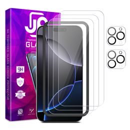 JP Mega Pack Szkło hartowane, 3 szkła na telefon z aplikatorem + 2 szkła na obiektyw, iPhone 16 Pro Max