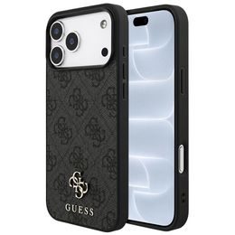 Guess 4G Small and Classic Logo MagSafe Hoesje voor iPhone 17 Pro / iPhone 18 Pro - Eko-leer & Siliconen - Zwart