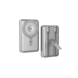 MagSafe power bank με φόρτιση Apple Watch, με βάση στήριξης και ενσωματωμένα καλώδια USB-C και Lightning, 5000 mAh, ασημί