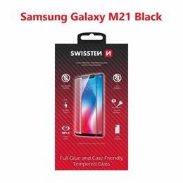 Swissten Full Glue, Color frame, Case friendly, Displayschutz, Samsung Galaxy M21, schwarz