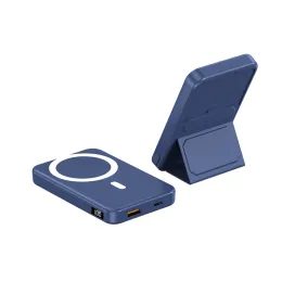 UltraThin Magsafe bezdrátová powerbanka se stojánkem a digitálním displejem, 10000mAh, 22,5W, Quick Charge 3.0, PD20W, modrá
