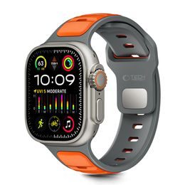 Tech-Protect IconBand Line Apple Watch 8 / 9 / 10 / 11 / SE / Ultra (44 / 45 / 46 / 49 mm), šedý / oranžový