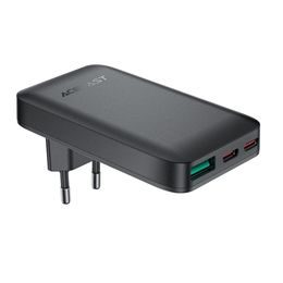 Acefast polnilnik A100 GaN, PD65W, 2x USB-C + USB, črn