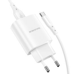 Borofone BN1 Innovatív töltő - USB - USB C, 2,1A, fehér