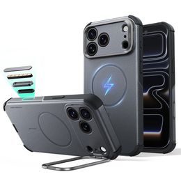 Kryt ESR Cyber Tough Kickstand MagSafe, iPhone 17 Pro / 18 Pro, sivý