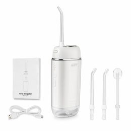 Draagbare Monddouche W8 met 4 Modi, 190 ml, IPX7, 1400 mAh, 4 Opzetstukken, Wit