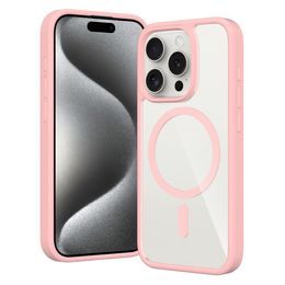 JP MagFit Clear MagSafe obal s N52 magnetom, iPhone 15 Pro, svetlo ružový
