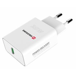 Swissten hálózati adapter PD 25W iPhone és Samsung készülékhez, fehér színben