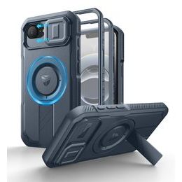Dexnor MagSafe 360 Kickstand Camprotector tok iPhone 16e, kék