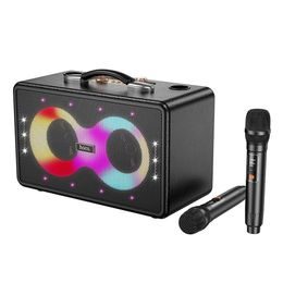 Hoco Bezprzewodowy zestaw karaoke, głośnik + 2x bezprzewodowy LED mikrofon 40W HA8, czarny