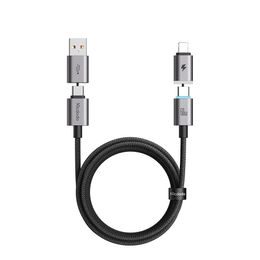 Mcdodo 4-in-1 Magnetisches Datenkabel Extreme Energy (CA-6560) - USB-C / USB-A auf USB-C / Lightning - 60 W - 1,2 m - Schwarz