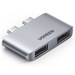 Ugreen CM413 HUB adapter, 2x USB-C za 2x USB 3.1, siva