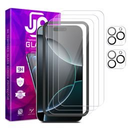 JP Mega Pack Szkło hartowane, 3 szkła na telefon z aplikatorem + 2 szkła na obiektyw, iPhone 16 Pro