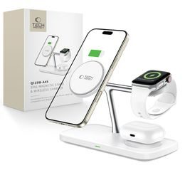 Tech-Protect QI15W-A45 3w1 bezprzewodowa ładowarka MagSafe, biała