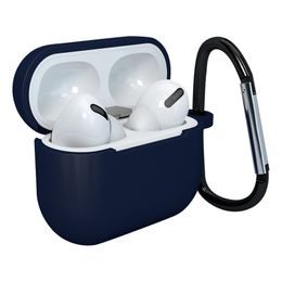 Mehka silikonska torbica za slušalke Apple AirPods 3 s sponko, temno modra (ohišje D)