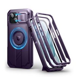 Dexnor MagSafe 360 Kickstand Camprotector obal iPhone 15, fialový