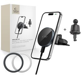 Tech-Protect MM15W-V5 Kabellose MagSafe Handyhalterung fürs Auto mit magnetischer CD- und Lüftungshalterung 15W, schwarz