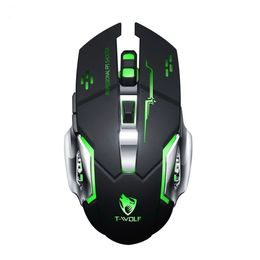 Bezprzewodowa mysz gamingowa T-WOLF Q13B, podświetlenie RGB, ładowalna, cicha, 3 tryby DPI
