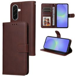Magnet Schutzhülle für Samsung Galaxy A37 - Leder Wallet Case mit Magnetverschluss - Braun