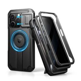 Dexnor Privacy MagSafe Kickstand Camprotector tok iPhone 15 Pro, fekete