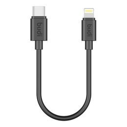 Budi USB-C Lightning kábel 25cm, 35W, fekete
