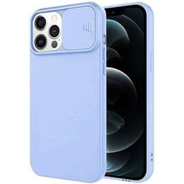 Husă Nexeri cu capac pentru cameră, iPhone 12 Pro MAX, albastru deschis