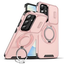 Camslide Stand Schutzhülle für Samsung Galaxy S25 FE / S26 FE - Handyhülle mit Kameraabdeckung und Ständer - Rosa