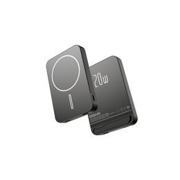 Fém Magsafe Powerbank állvánnyal, 5000mAh, PD20W, fekete
