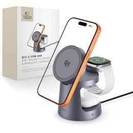 Tech-Protect QI2.2-25W-A48 ασύρματος φορτιστής MagSafe 3 σε 1, σκούρο γκρι