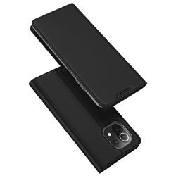 Dux Ducis Skin Leather case, könyv tok, Xiaomi Mi 11 Lite 5G, fekete