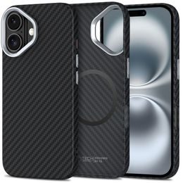Tech-Protect Ion Carbon MagSafe, iPhone 16, črno-srebrn