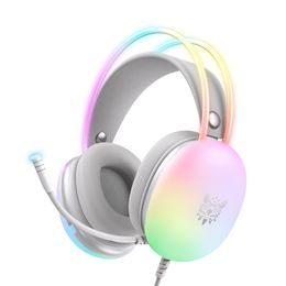 Onikuma X25 Cuffie Gaming con microfono, RGB, bianco