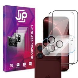 JP 5D Combo pack, Set 2 zaščitnih kaljenih stekel 5D in 2 stekelc za fotoaparat, iPhone 18 Pro