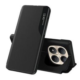 Eco Leather View Schutzhülle für Xiaomi Redmi Note 15 Pro Plus 5G / Poco M8 Pro 5G - Kunstleder Flip Case mit Standfunktion - Schwarz