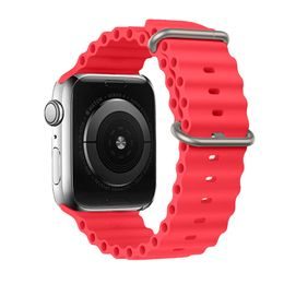 Silikonski pašček, Apple Watch 42 / 44 / 45 / 49 mm, dizajn 1, rdeč