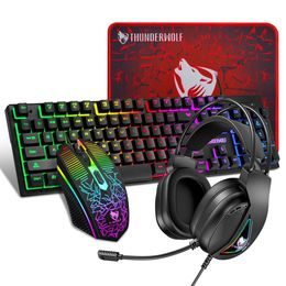 T-WOLF TF400 RGB gaming set 4σε1 (πληκτρολόγιο, ποντίκι, headset, mousepad)