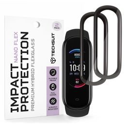 Techsuit Nano Flex Displayschutzfolie für Amazfit Band 5 - 2 Stück - Flexibler PMMA Schutz - Schwarz