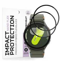Techsuit Nano Flex Displayschutzfolie für Samsung Galaxy Watch7 44mm - PMMA Schutzfolie - 2 Stück - Schwarz