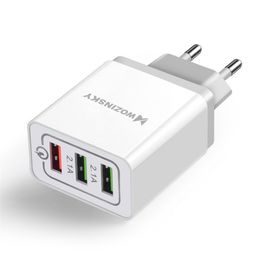 Adaptor de rețea Wozinsky, cu încărcare rapidă Quick Charge QC 3.0 3x USB 30W, alb (WWC-01)