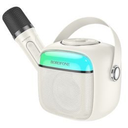 Borofone BP15 Dazzling Bluetooth mini karaoke reproduktor s mikrofonem, bílý