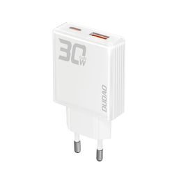 Dudao A30EU φορτιστής USB-A + USB-C, GaN, 30W, λευκός