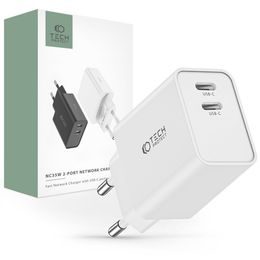 Tech-Protect C35W Încărcător de rețea cu 2 porturi PD35W, alb