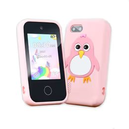 Chytrý telefon pro děti s hrami, MP3, duálním fotoaparátem a dotykovým displejem, růžový penguin