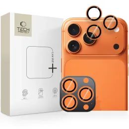 Tech-Protect Camring Fit+, szkiełko do obiektywu aparatu, iPhone 14 Pro / Max / 15 Pro / Max / 16 Pro / Max / 17 Pro / Max, pomarańczowe