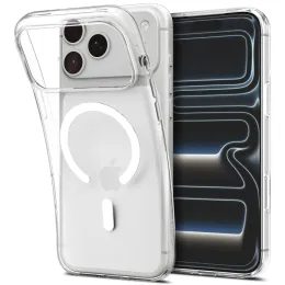 iPhone 17 Pro / 18 Pro dėklas – Spigen Liquid Crystal MagSafe skaidrus – balta