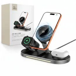 Tech-Protect A51 ArcticBoost 3in1 Kabelloses MagSafe Ladegerät für Smartphone, Smartwatch & Earbuds - Qi 2.2 - 25W - Schwarz