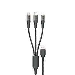 Dudao L22X Kabel za brzo punjenje, 120W, 1m, 3u1, USB - USB-C / Micro USB / Lightning, srebrni