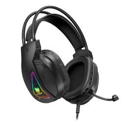 T-WOLF H160 Gaming Headset mit 3,5 mm Klinke - Stereo Kopfhörer mit Mikrofon und RGB Beleuchtung